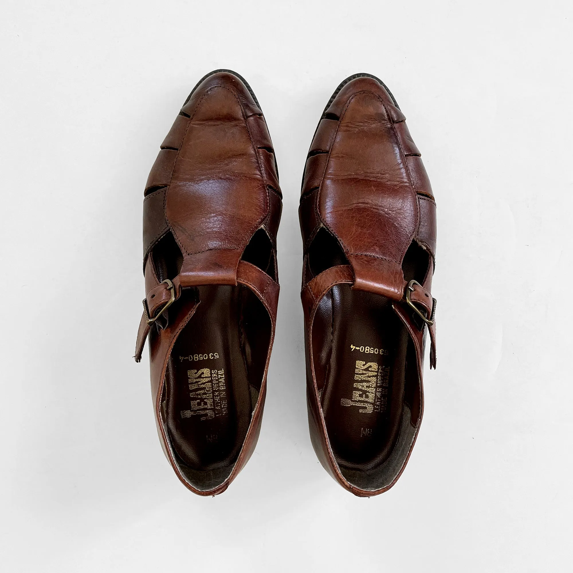 1990s Brown Leather Slip-On Pointed-Toe Flats Shoe