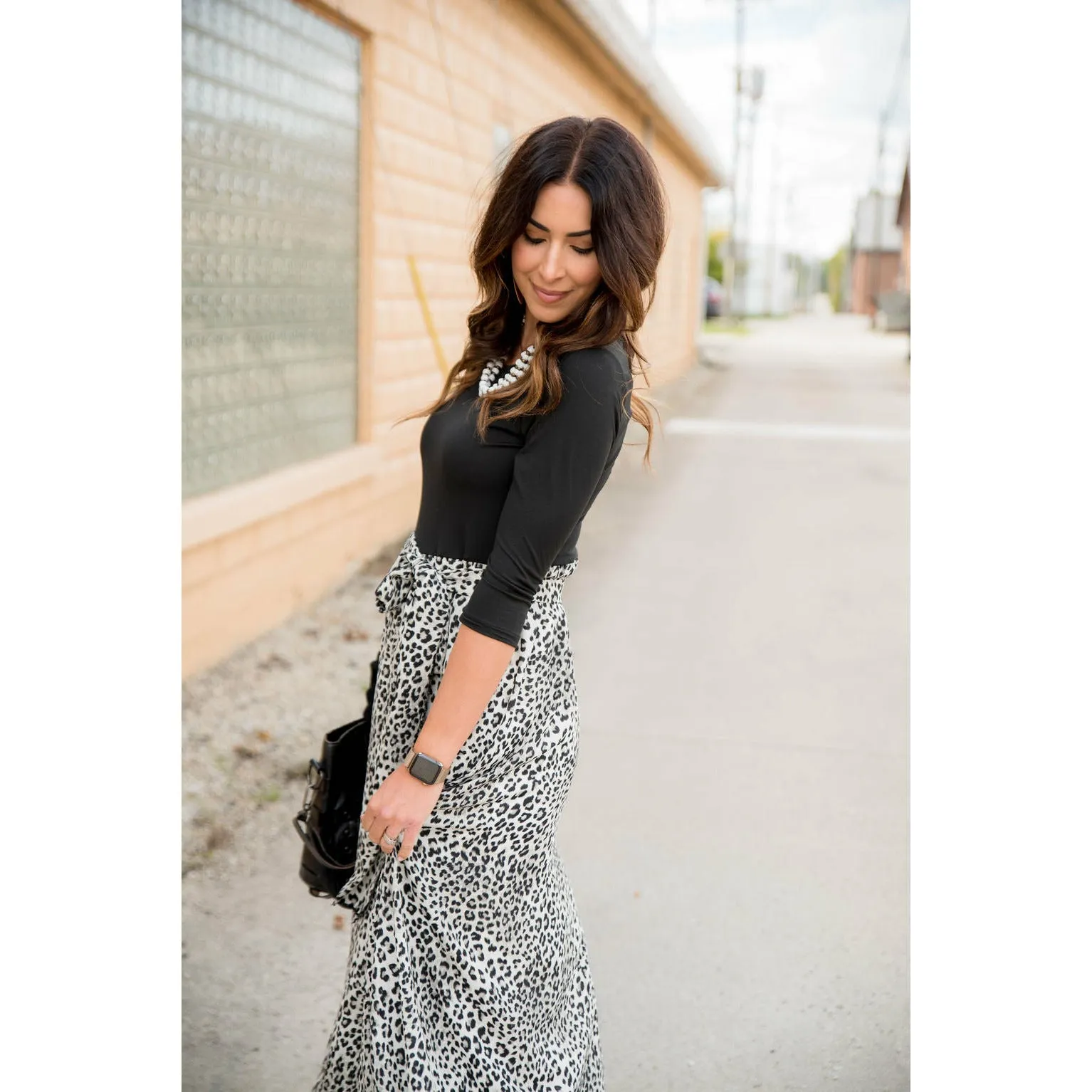 3/4 Sleeve Leopard Bottom Maxi