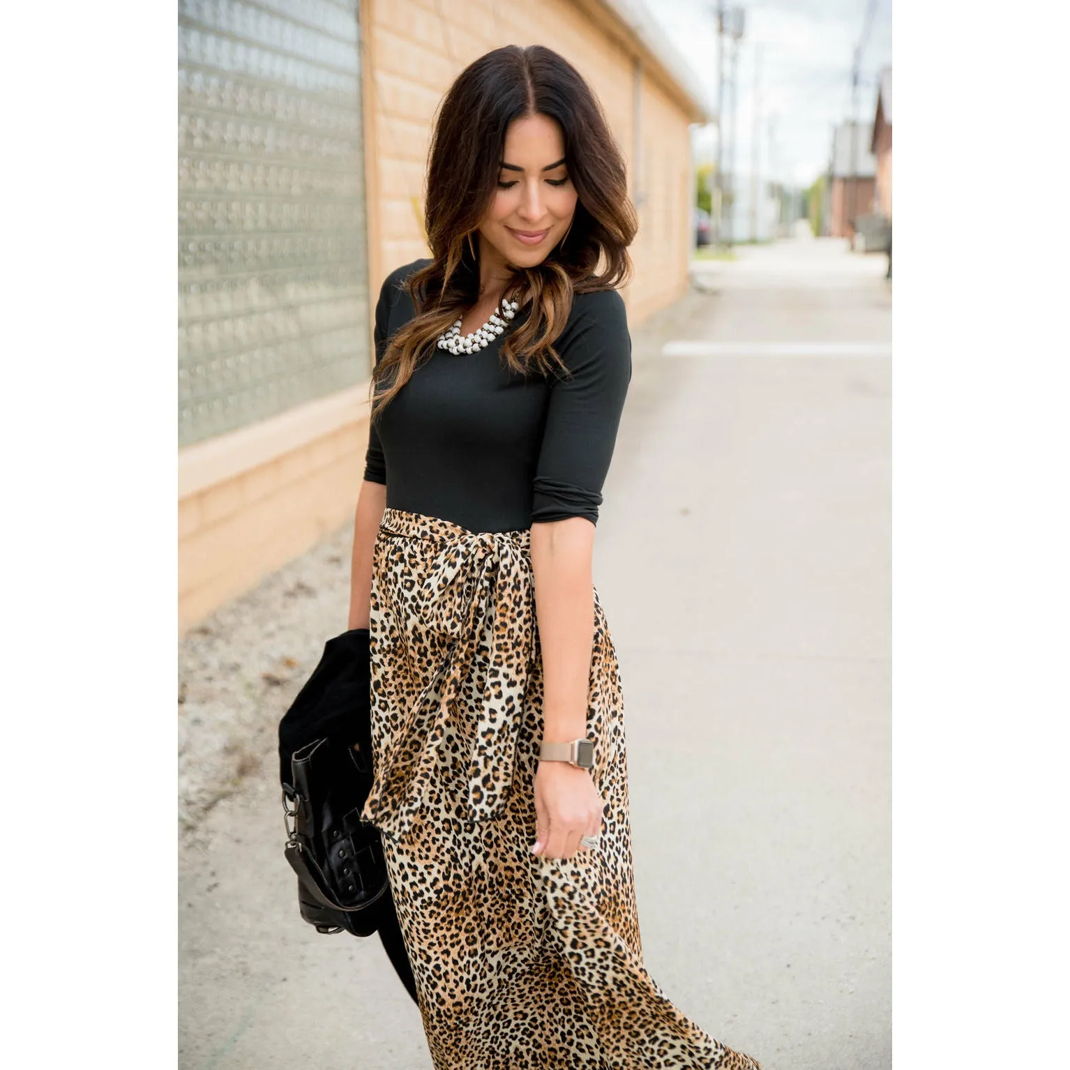 3/4 Sleeve Leopard Bottom Maxi