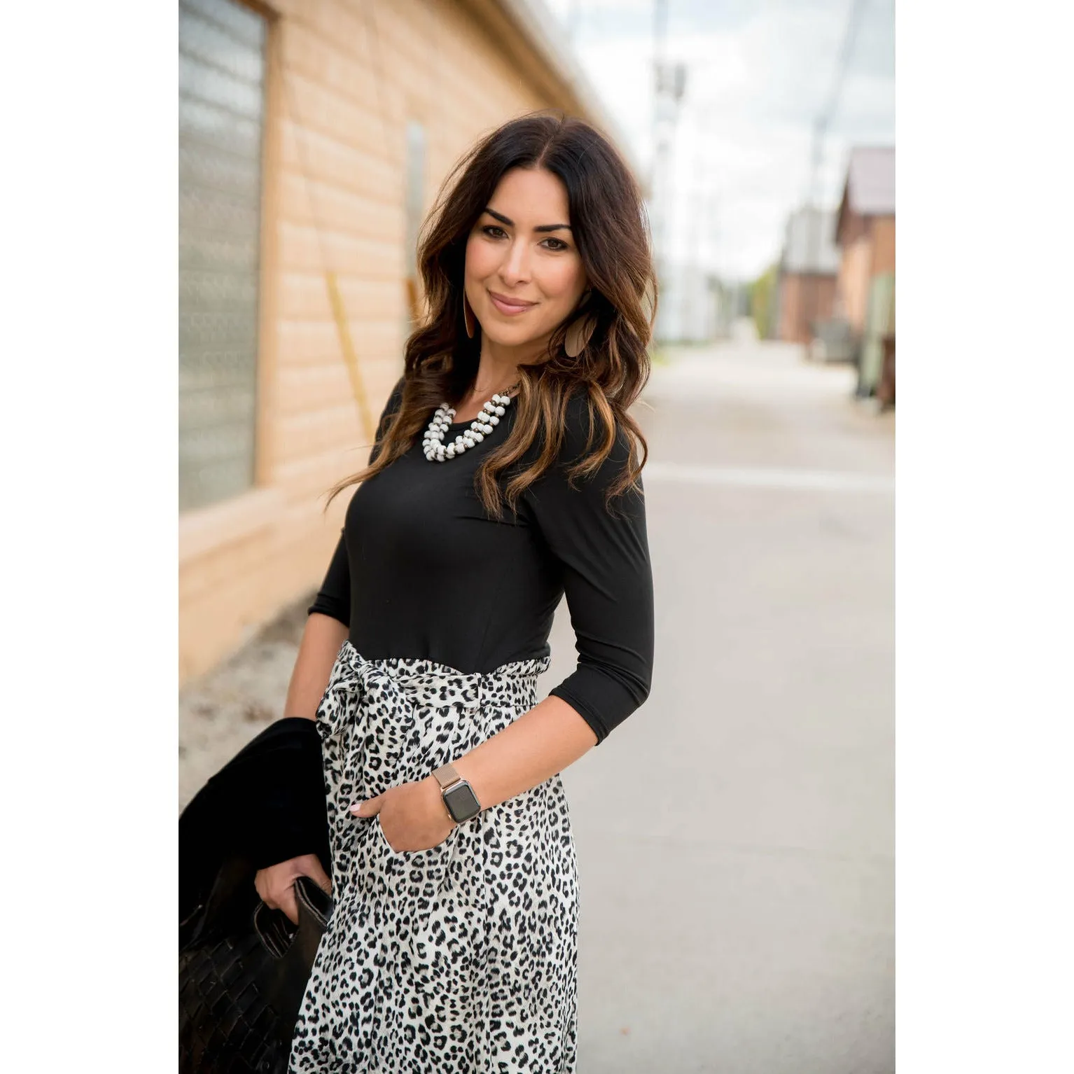 3/4 Sleeve Leopard Bottom Maxi