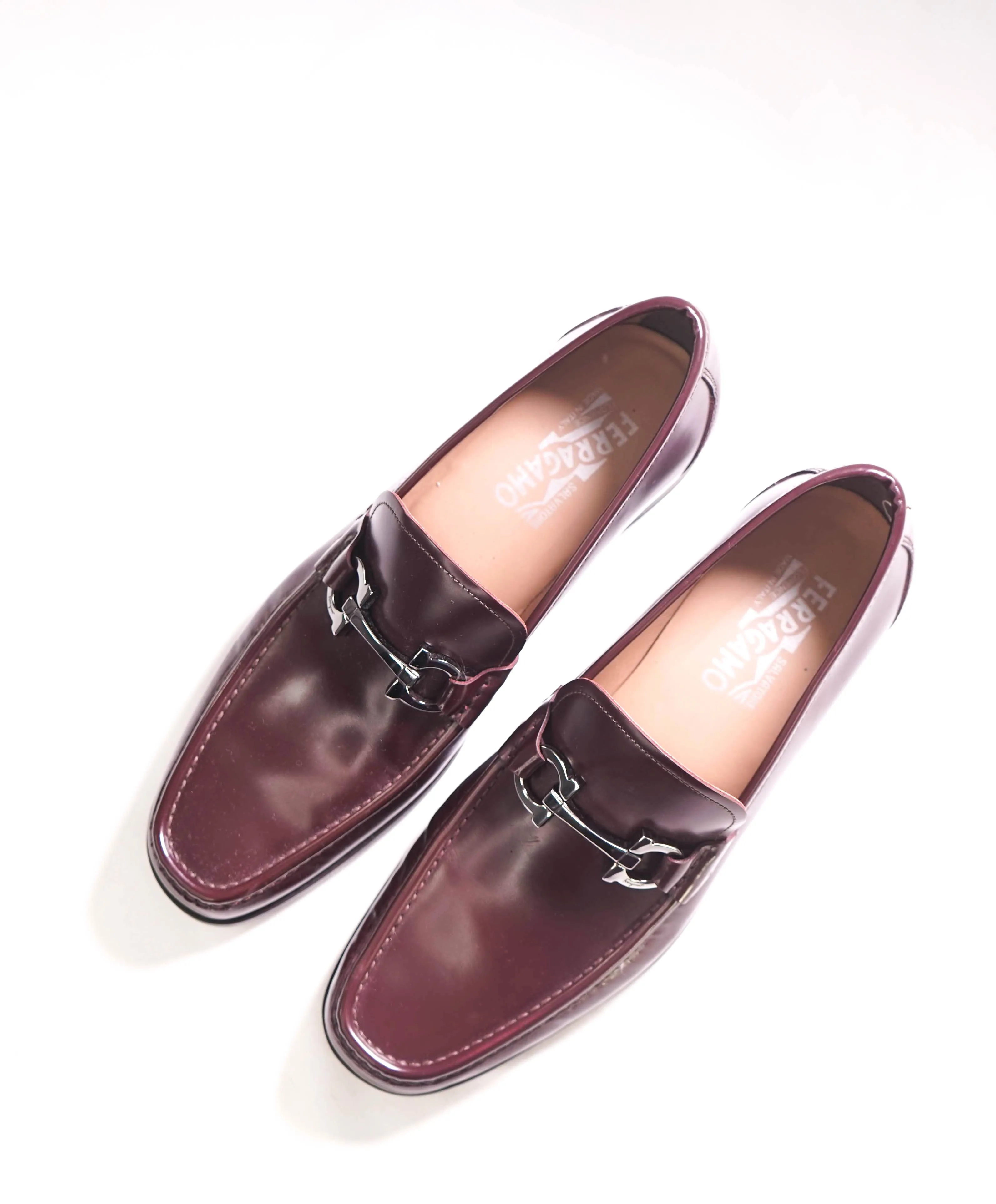 $850 SALVATORE FERRAGAMO - “GRANDIOSO" Gancini Bit Loafer Cherry Leather - 9.5 E