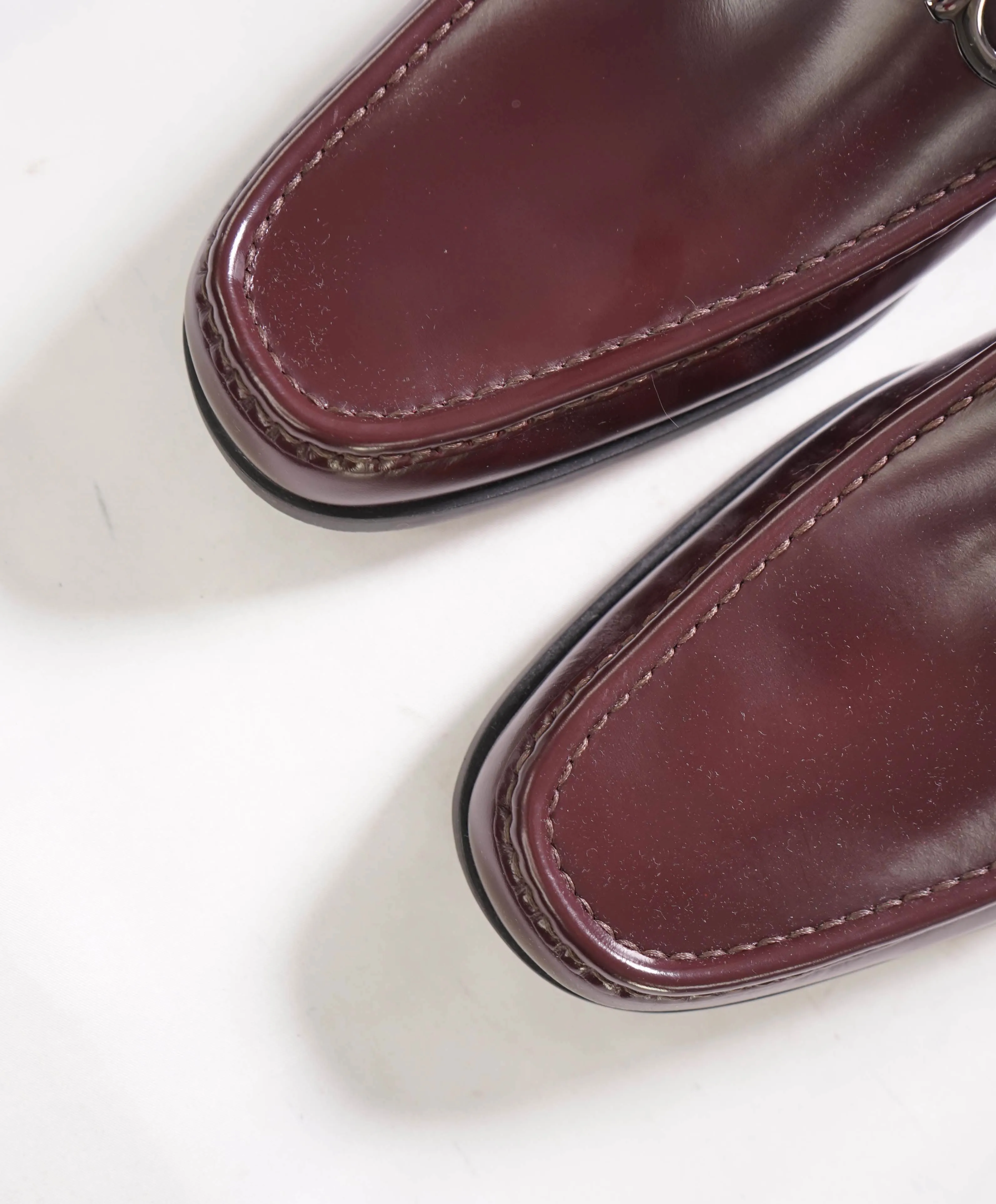 $850 SALVATORE FERRAGAMO -“GRANDIOSO" Gancini Loafer Cherry Brown Leather - 12 EE