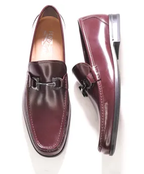 $850 SALVATORE FERRAGAMO -“GRANDIOSO" Gancini Loafer Cherry Brown Leather - 12 EE