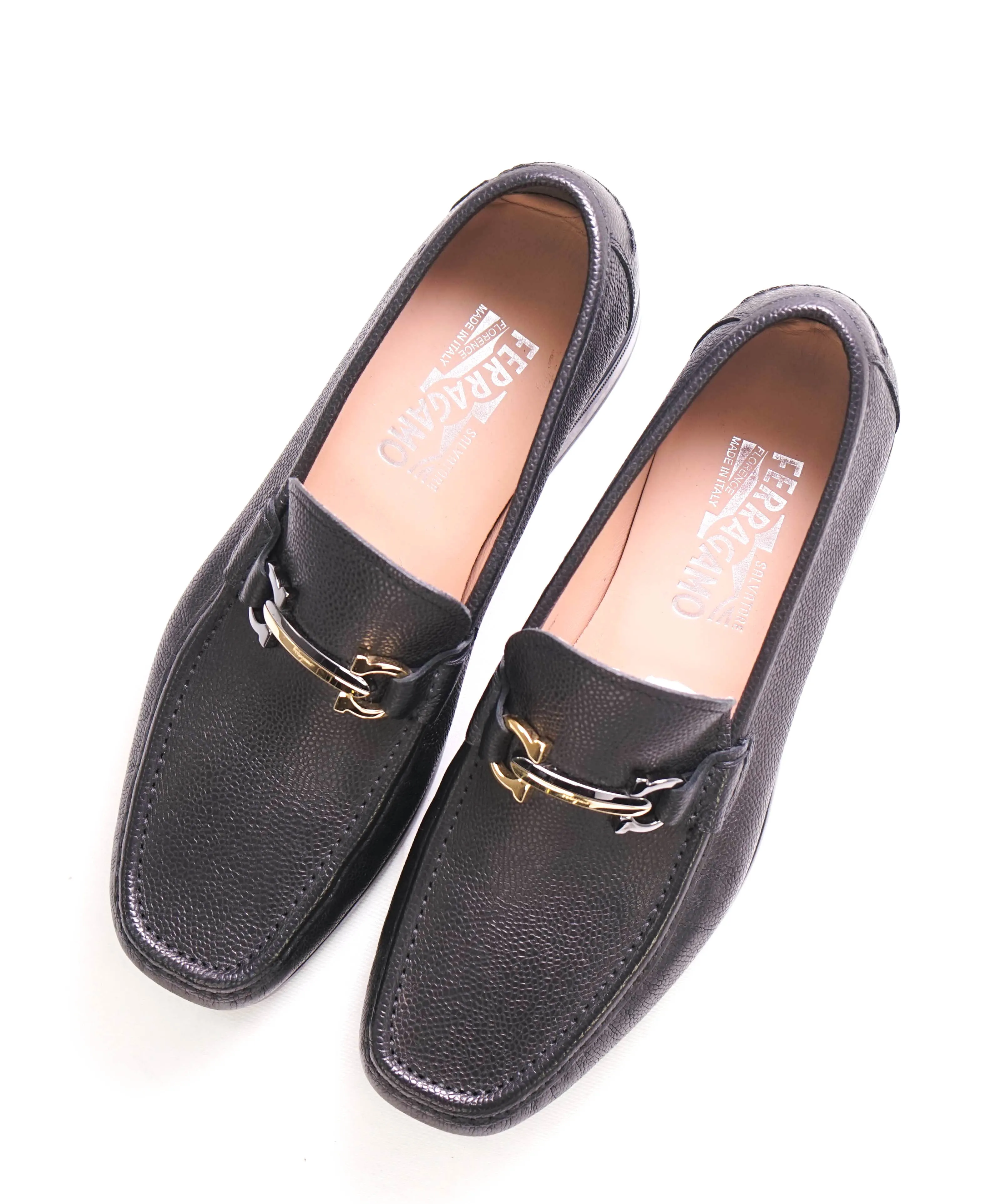 $850 SALVATORE FERRAGAMO - “MAURICE" Black Gld/Slvr Loafer - 8.5 US