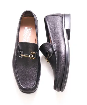 $850 SALVATORE FERRAGAMO - “MAURICE" Black Gld/Slvr Loafer - 8.5 US