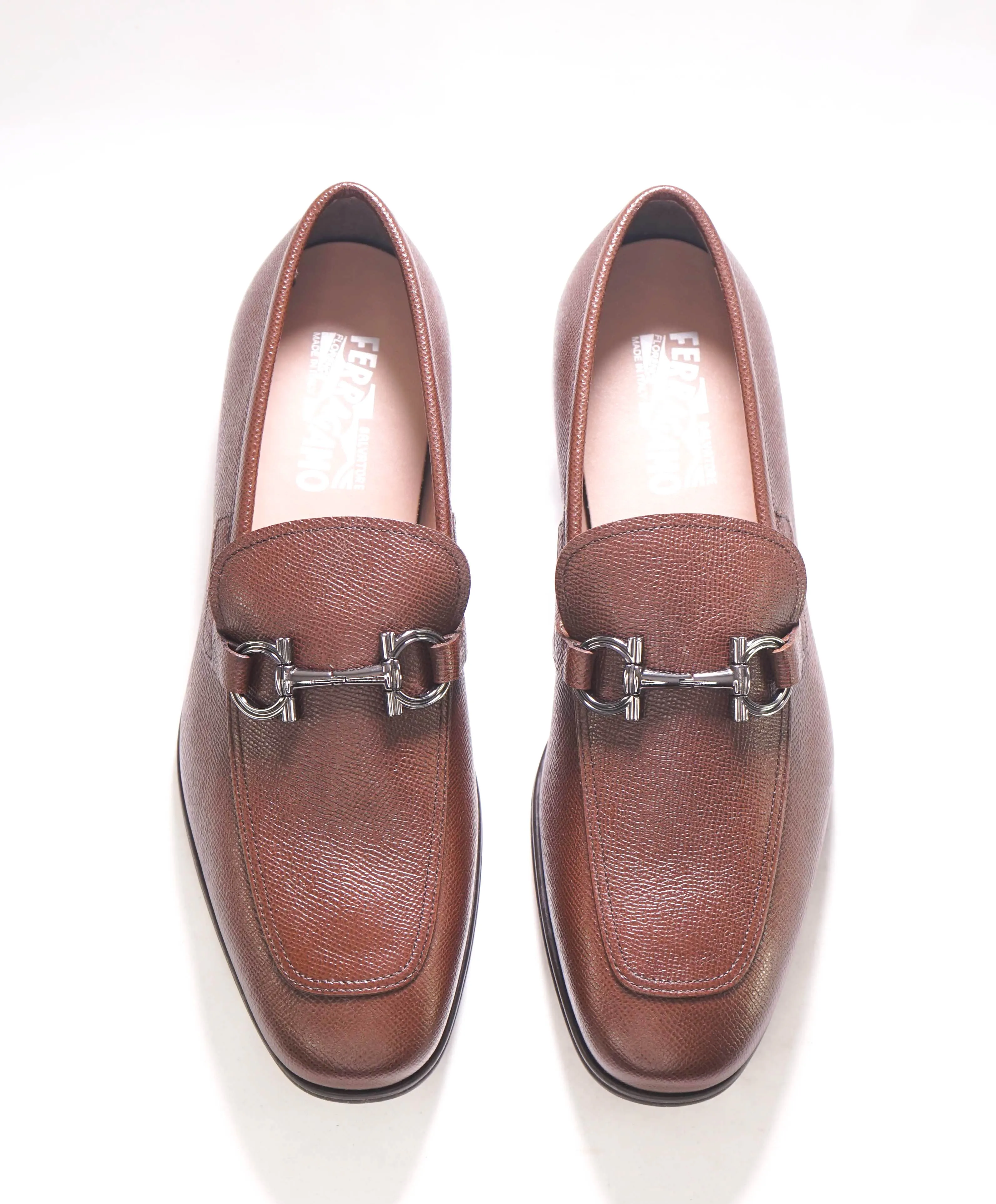 $895 SALVATORE FERRAGAMO - Brown "SCARLET" Gancini Bit Leather Loafer - 9 US