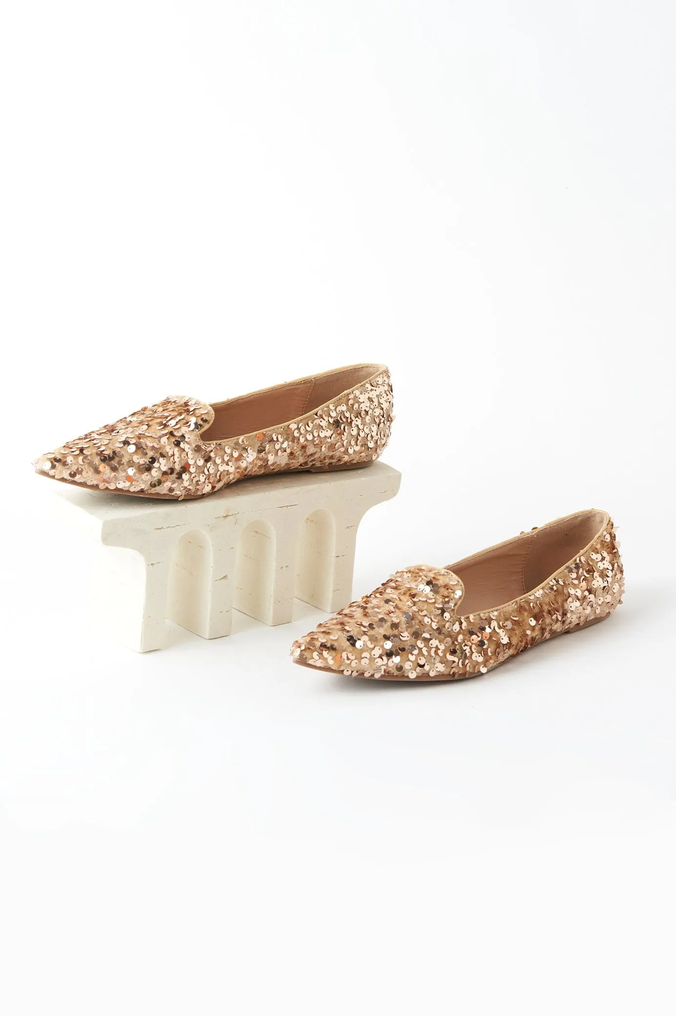 Annabelle Sequin Loafers Champagne