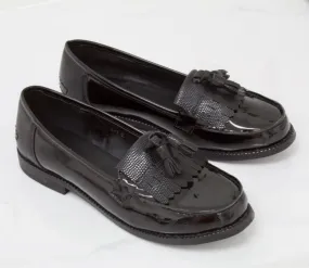 Ava - Black Patent- Lizard Tassle Loafer