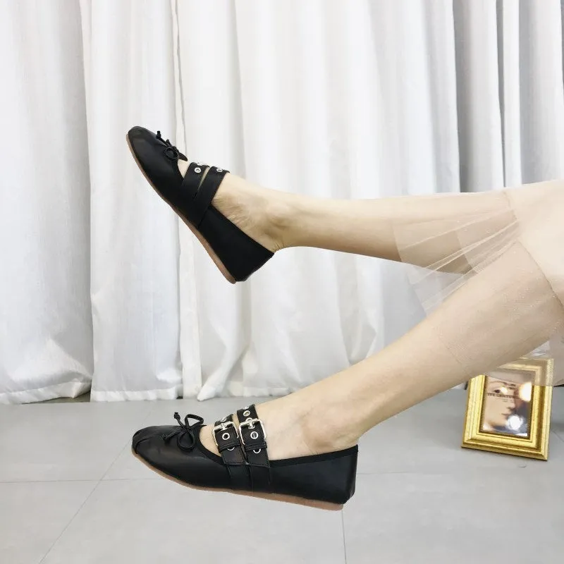 Balletcore Satin Lace Up Ballet Flats with Ribbon