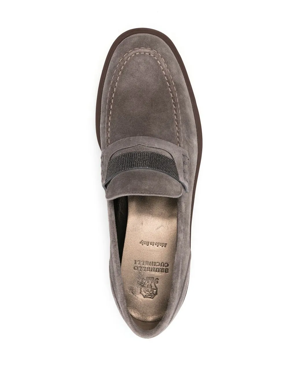 bead-detail suede loafers