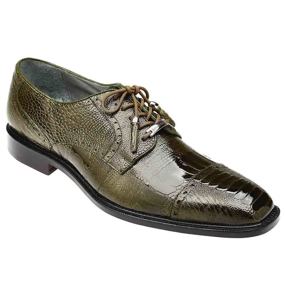 Belvedere Batta Olive Genuine Ostrich Men's Oxford