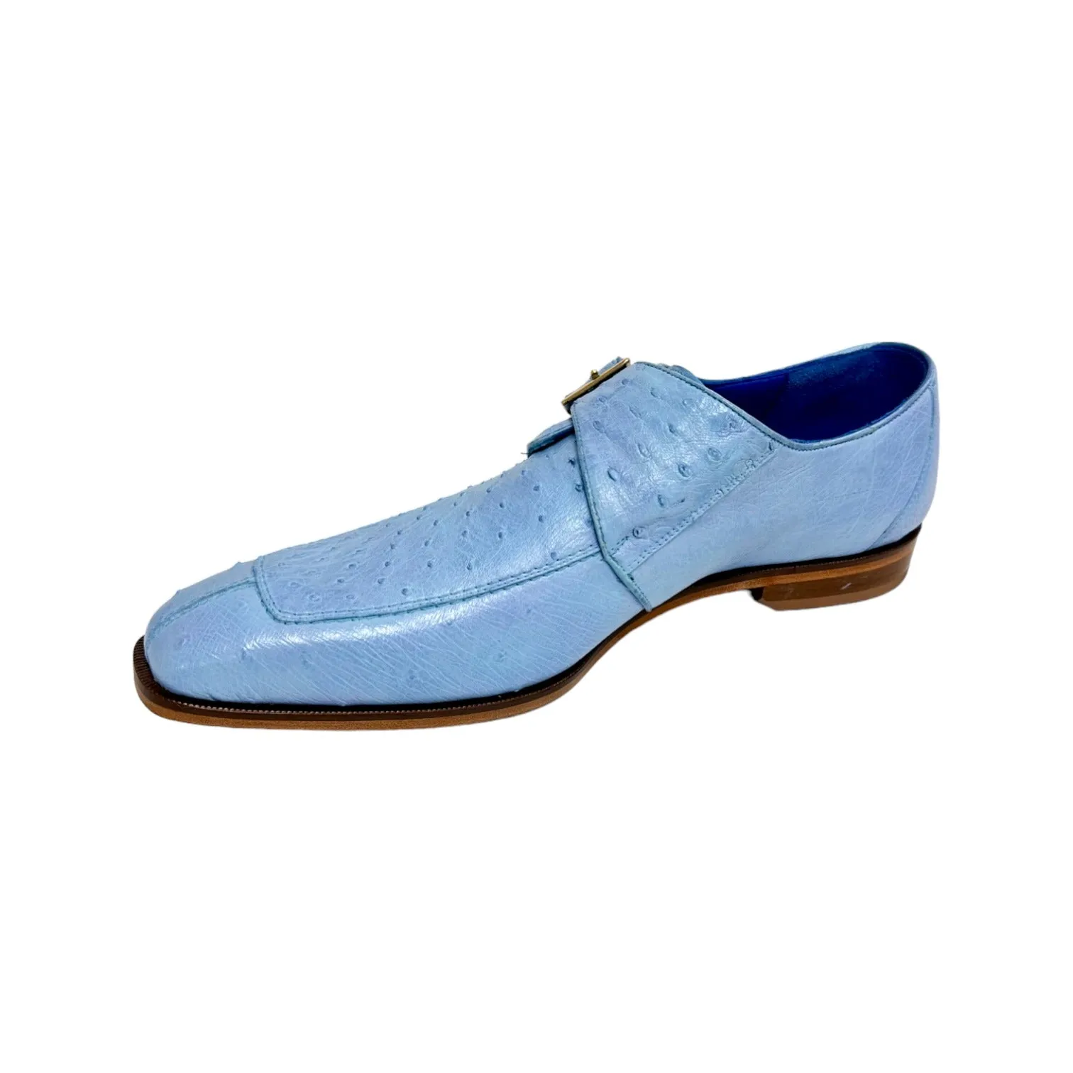 Belvedere Josh 114011 Men's Shoes Summer Blue Genuine Ostrich Split-Toe Monk-strap Loafers (BV3139)