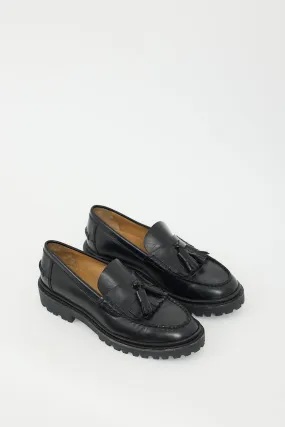 Black Leather Frezza Kiltie Fringe Loafer