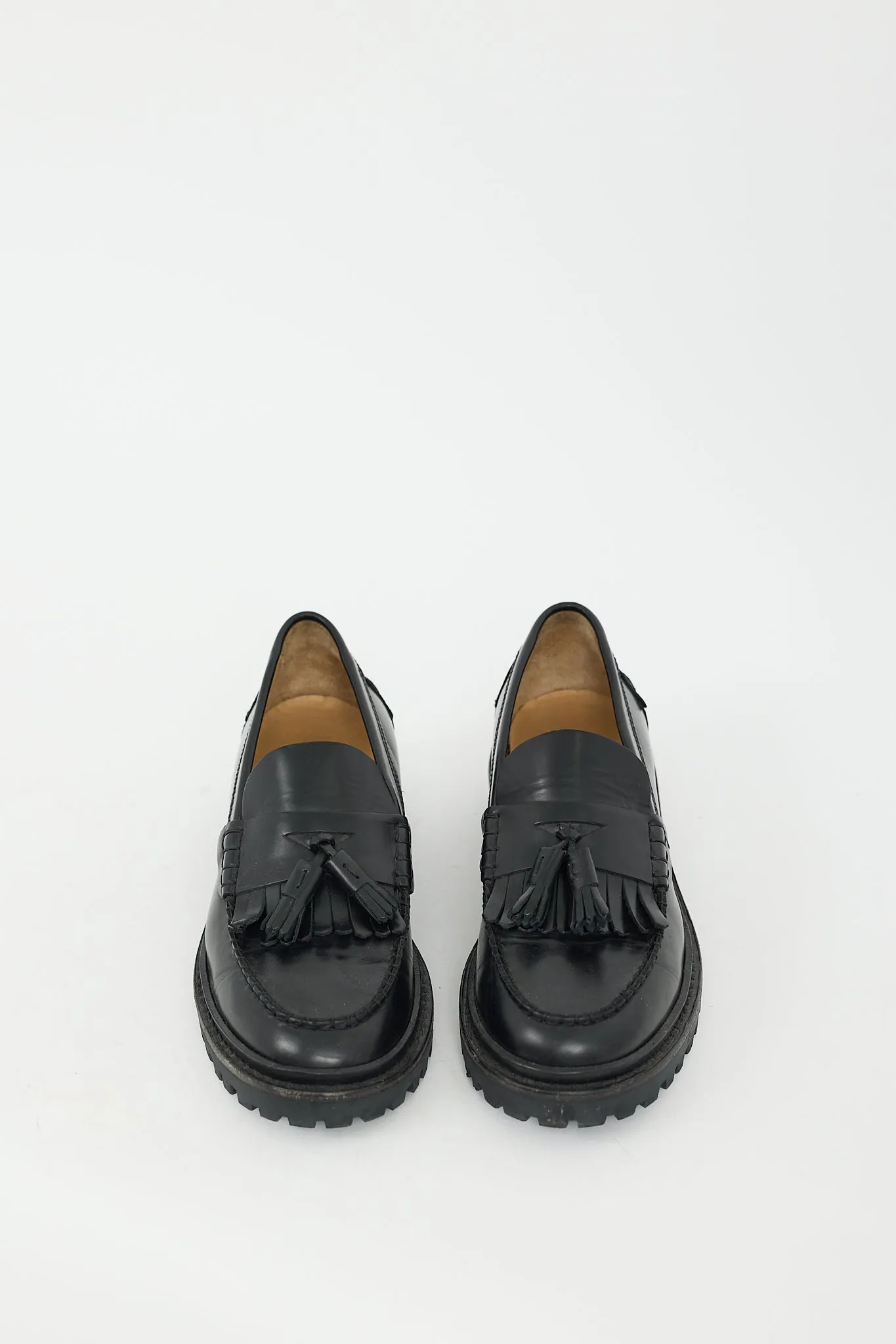 Black Leather Frezza Kiltie Fringe Loafer