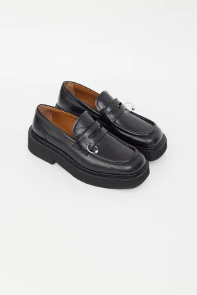 Black Leather Piercing Loafer