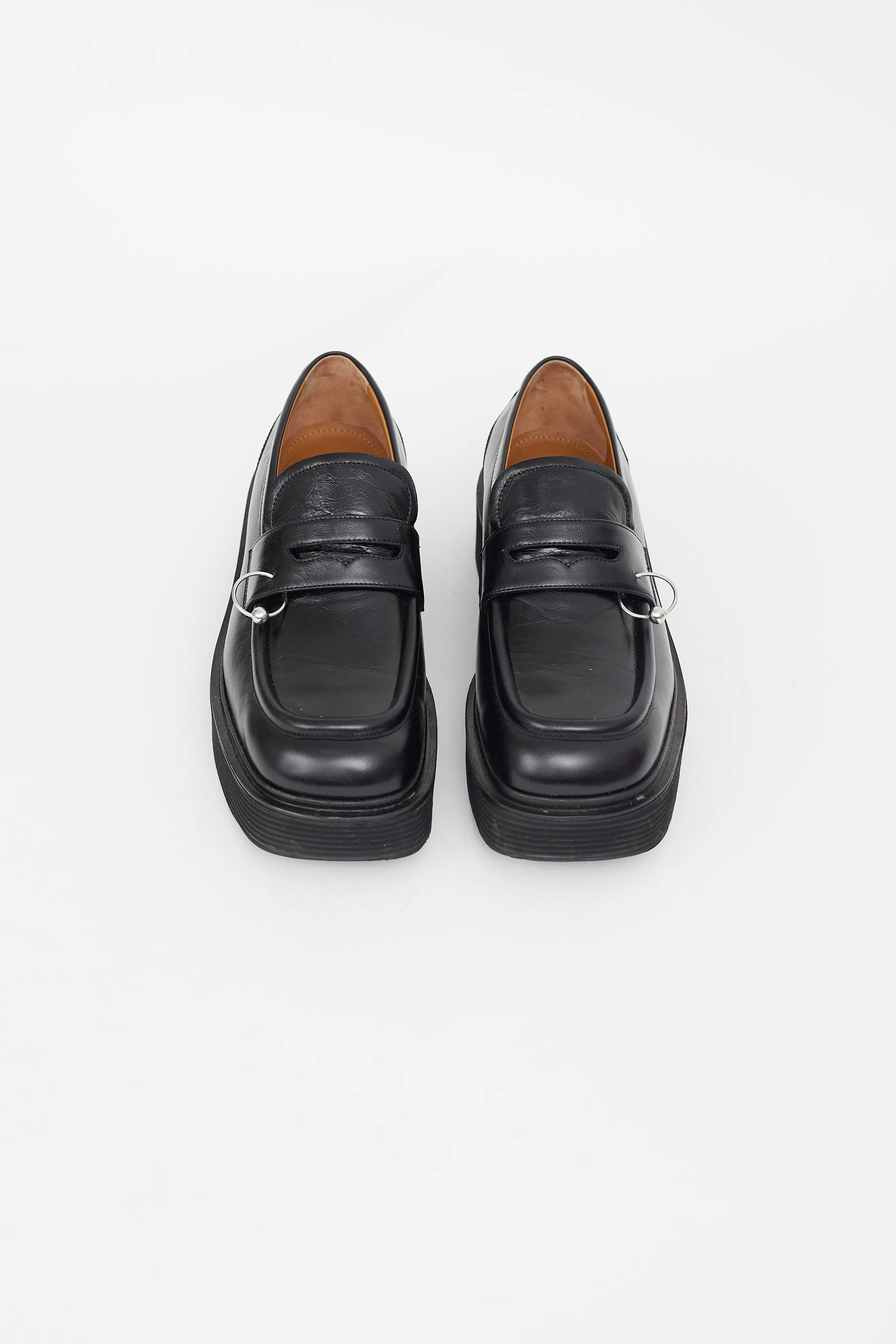 Black Leather Piercing Loafer