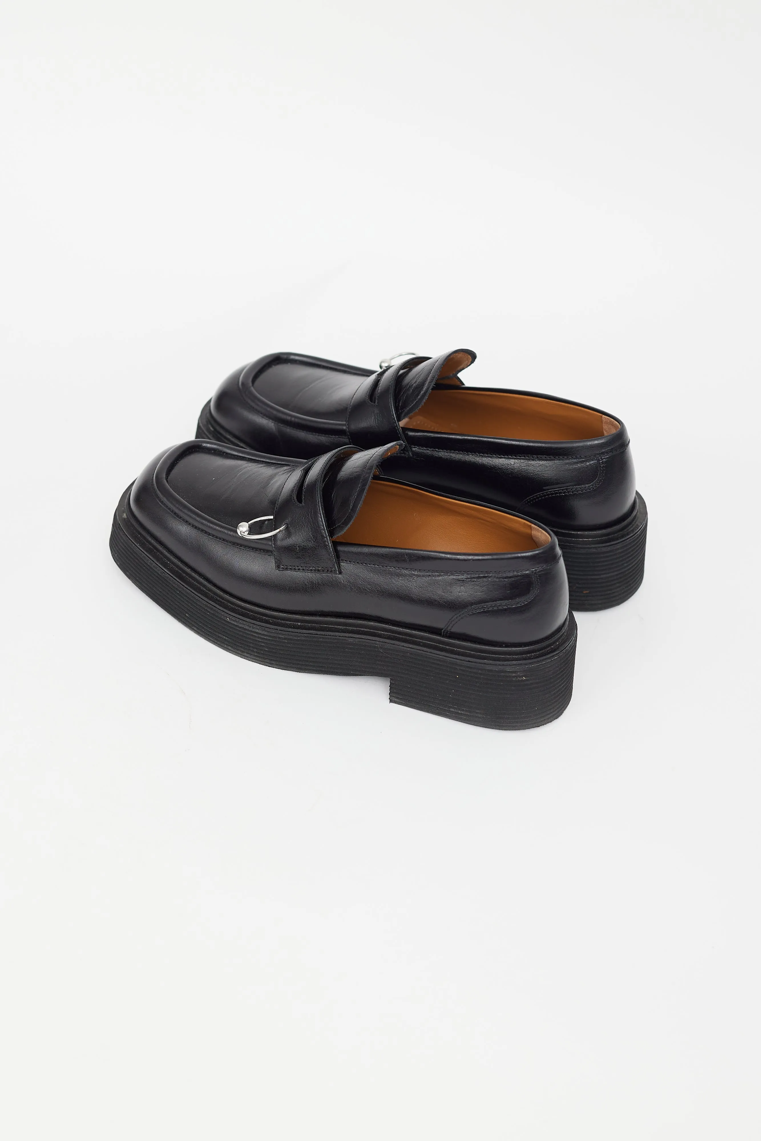 Black Leather Piercing Loafer