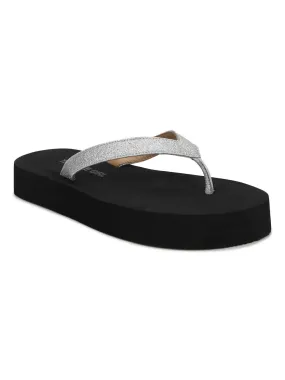 Black PU Silver Strap Slip Ons