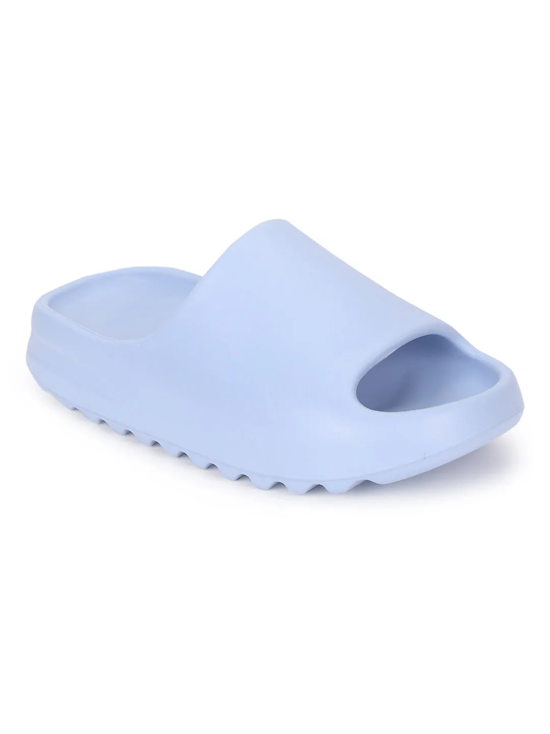 Blue PU Open Toe Slip Ons (TC-RS3091-BLU)