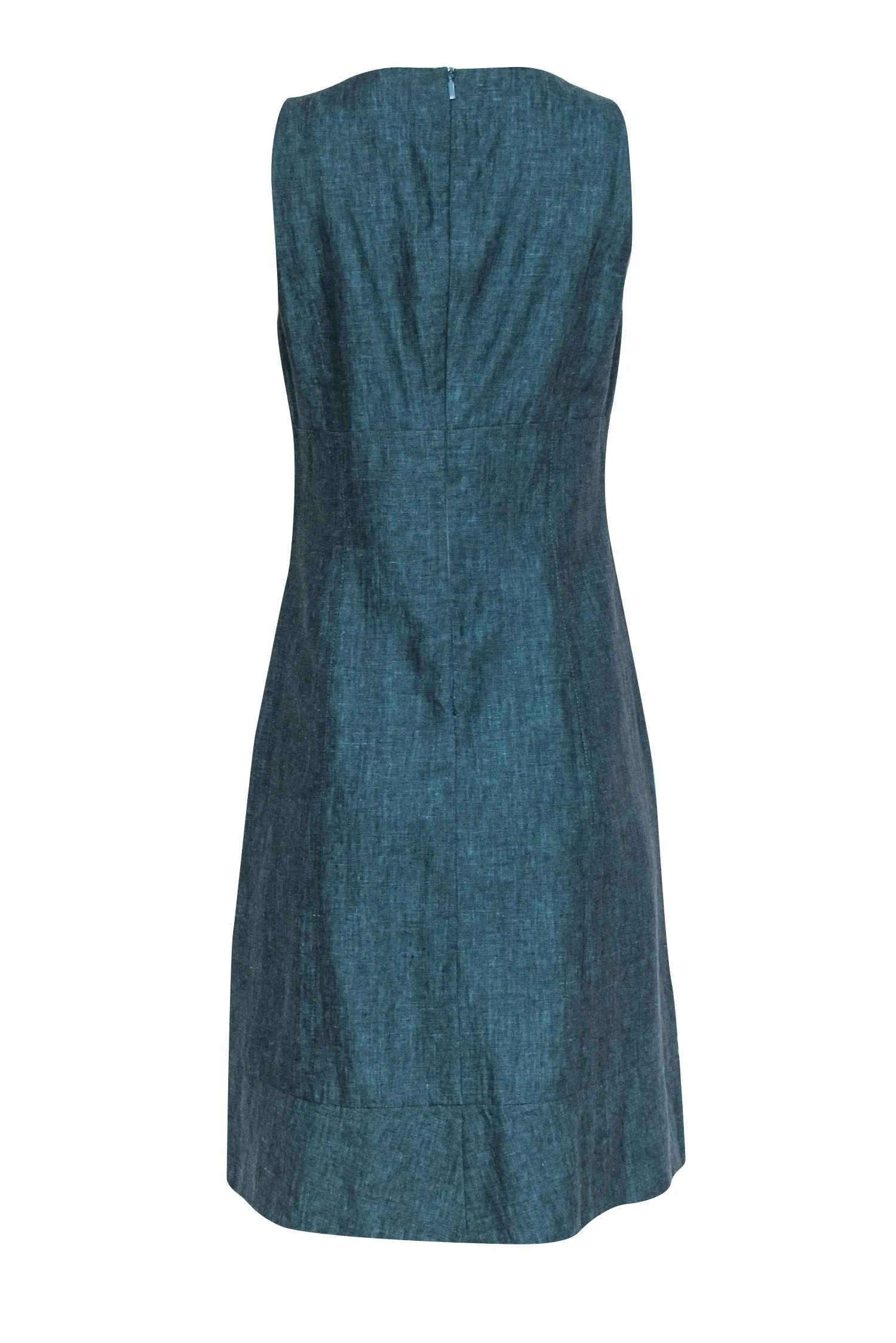 BOSS Hugo Boss - Teal Linen & Wool Blend A-Line Dress w/ Empire Waistline Sz 6