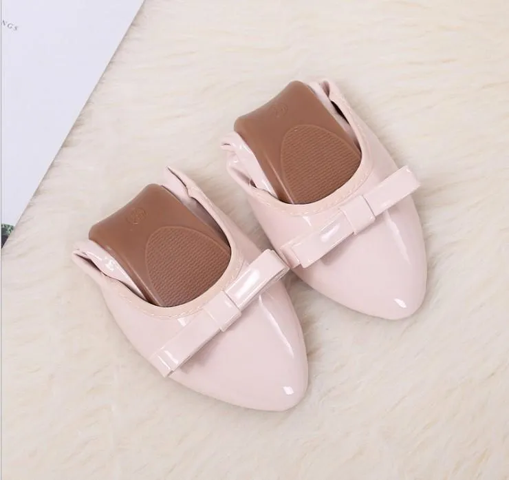 Bowknot Point Toe Flat Patent Leather Loafers