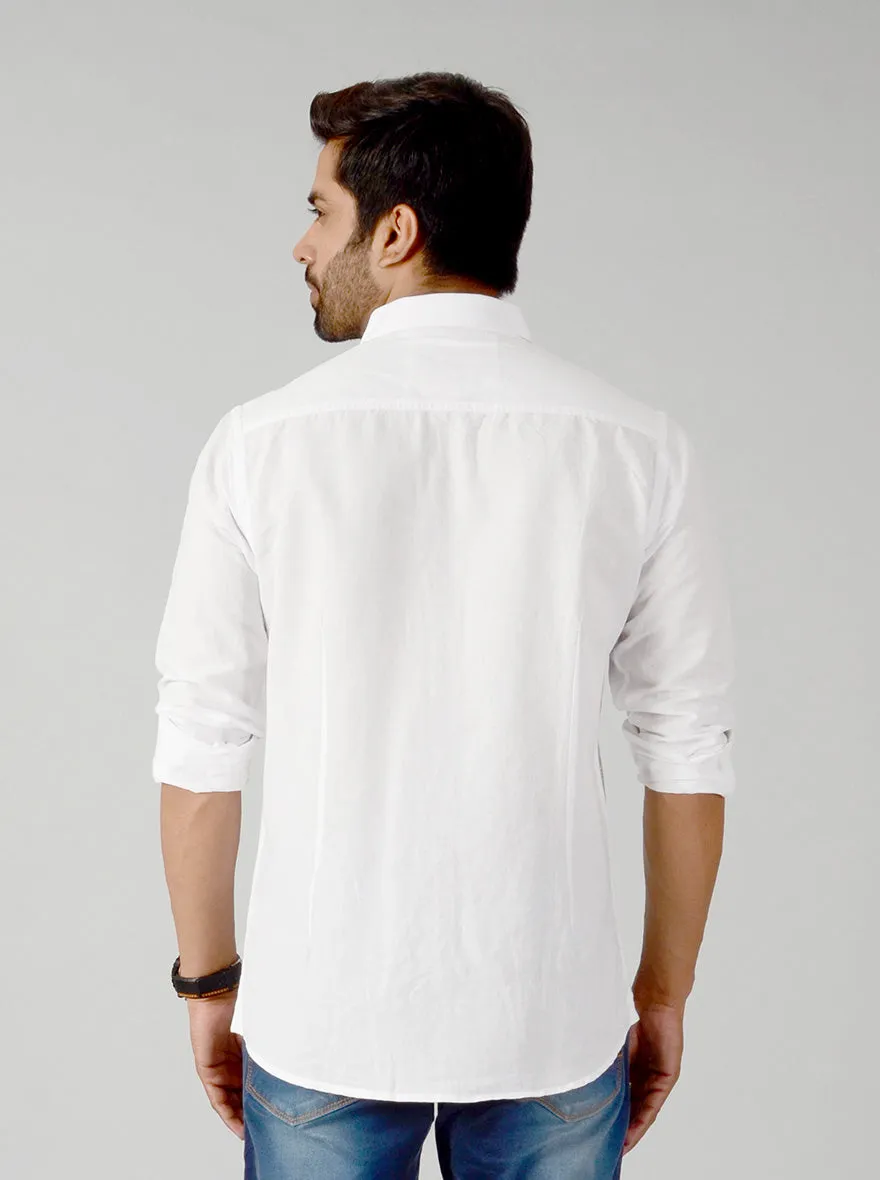 Bright White Solid Slim Fit Casual Shirt | JadeBlue