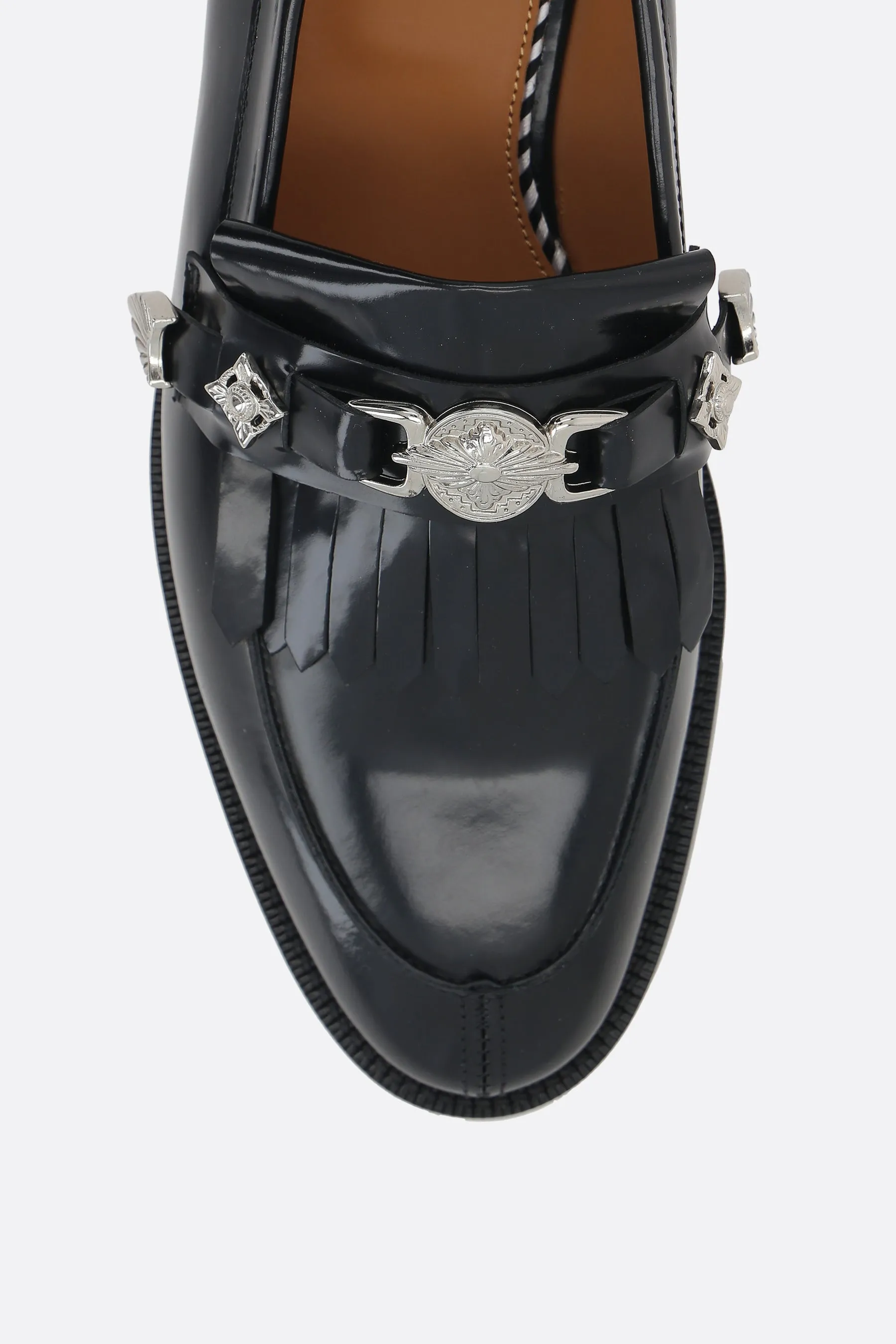 buckle-detailed brushed leather loafers