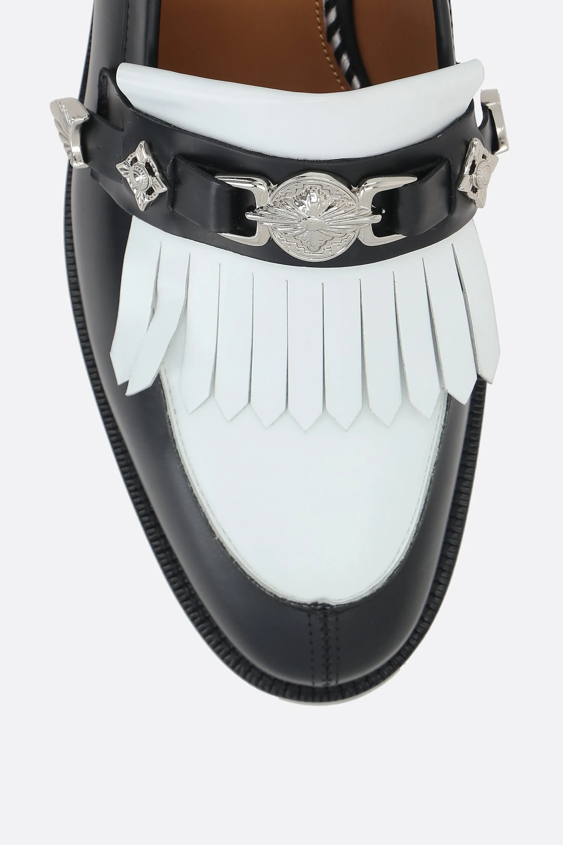 buckle-detailed brushed leather loafers