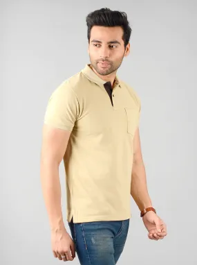 Cement Brown Solid Slim Fit Polo T-shirt | Greenfibre