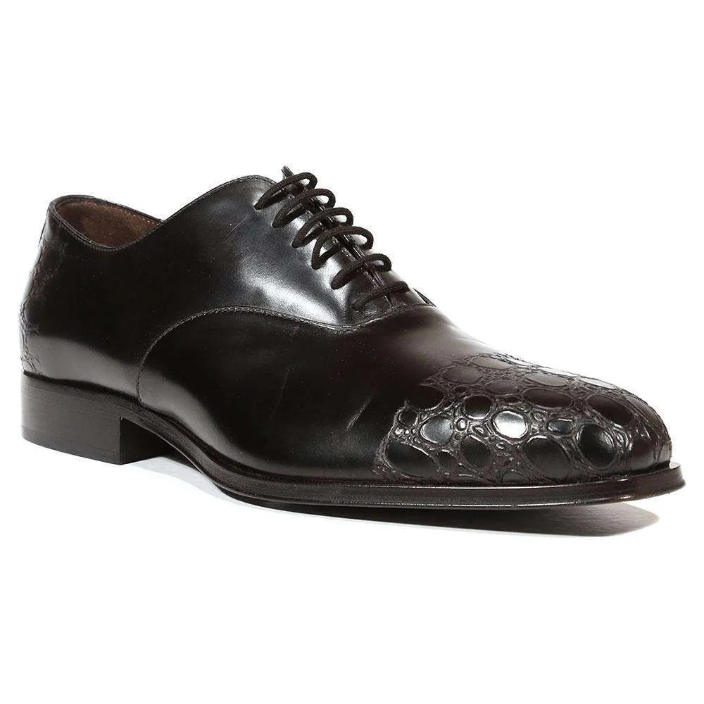 Cesare Paciotti Luxury Italian Men's Designer Shoes Vit Corsaro Black Oxfords (CPM5009)