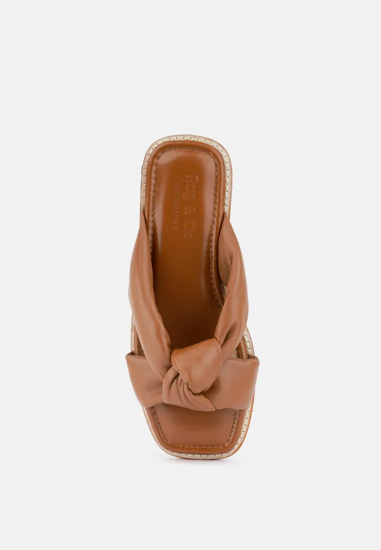 CHUBS Tan Puffy Strap Sliders Flat