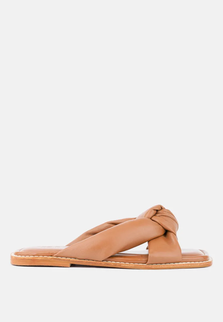 CHUBS Tan Puffy Strap Sliders Flat