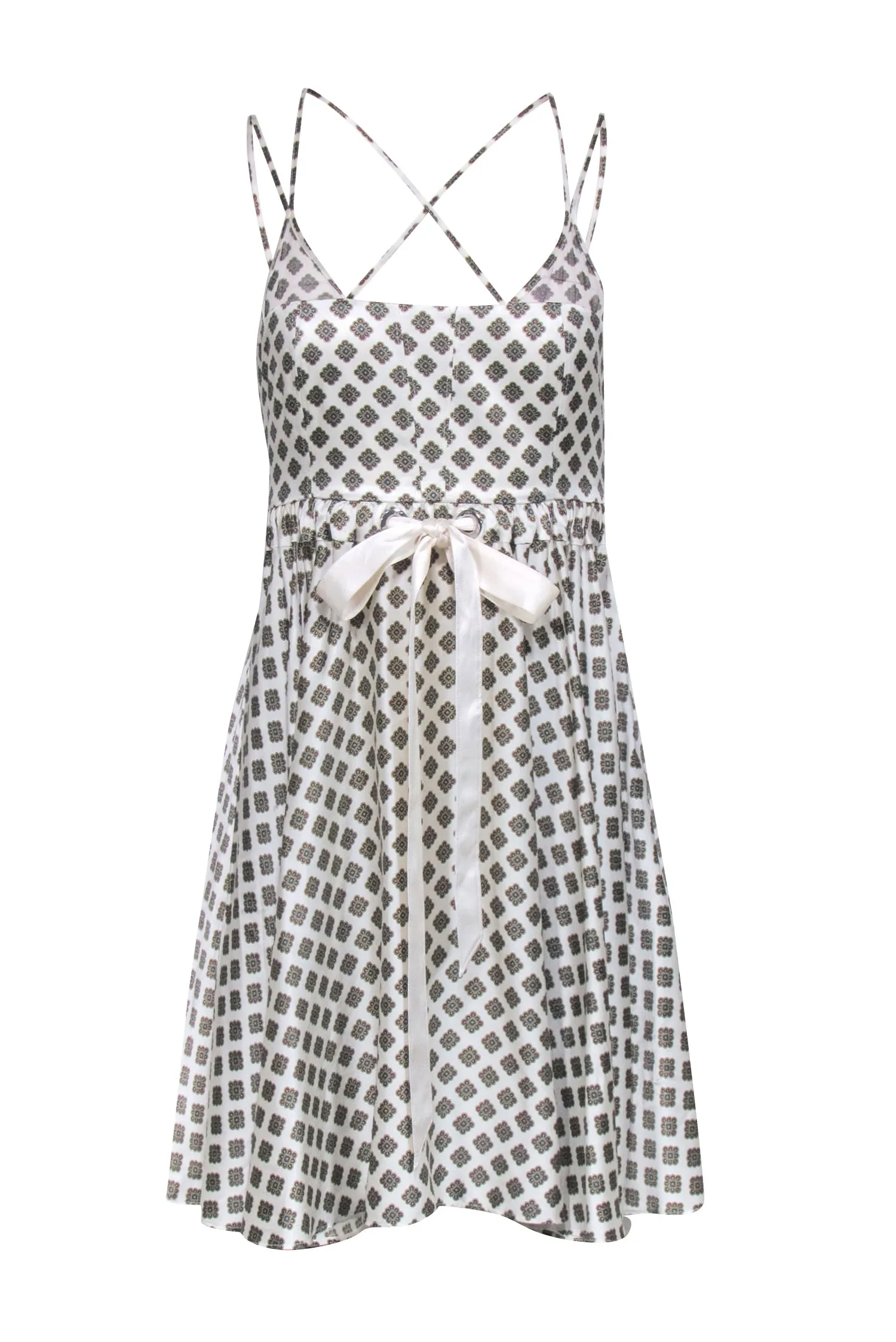 Cinq a Sept - Ivory Sleeveless Geometric Print Dress Sz XS