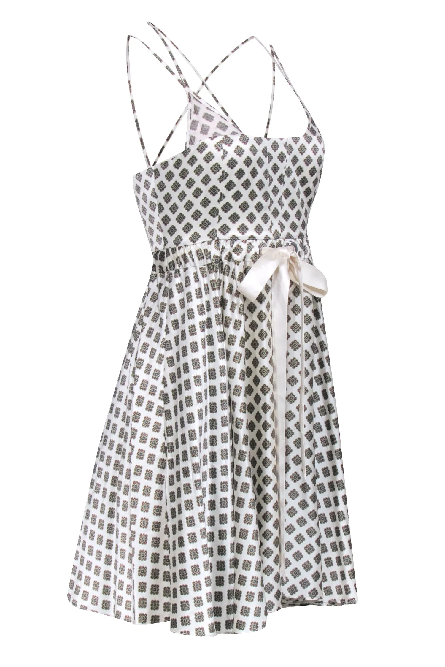 Cinq a Sept - Ivory Sleeveless Geometric Print Dress Sz XS