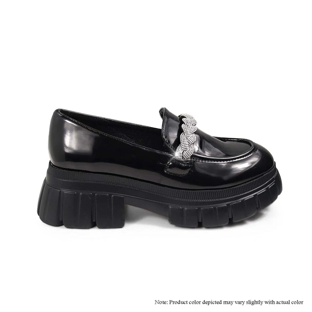 COHEN-3 LUG SOLE LOAFER W/ RHINESTONE BRAIDING DETAIL - BLACK