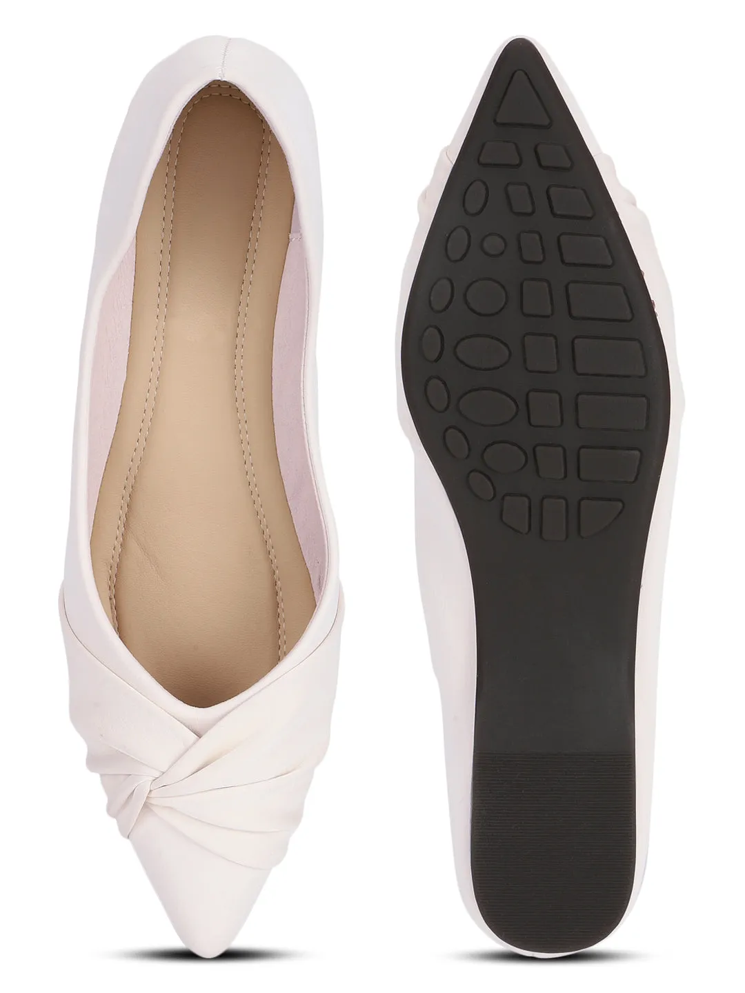 Cream PU Slip-On Stylish Ballerina (TC-RS3647-CRM)