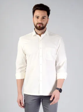 Cream Solid Regular Fit Formal Shirt | JadeBlue