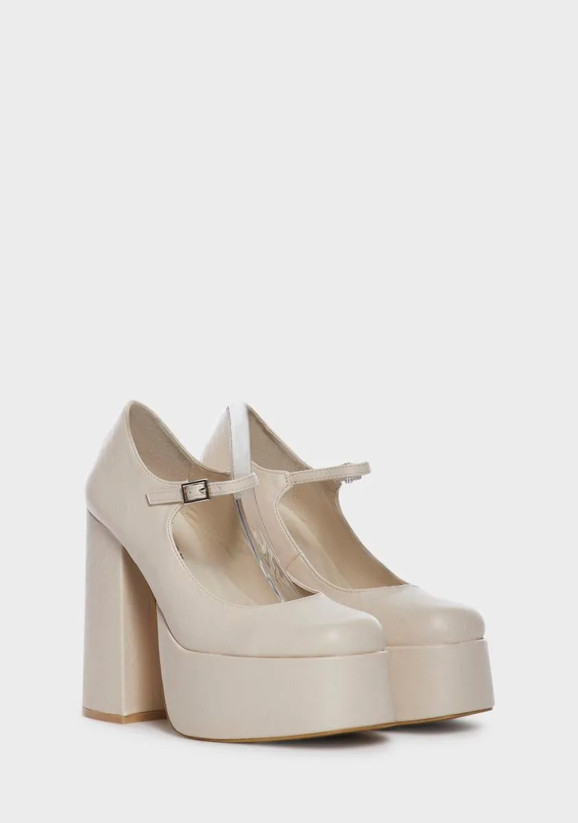 Cream Sweet Attitude Platform Heels