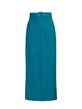 Dahlia Midi Skirt - Deep Peacock Blue