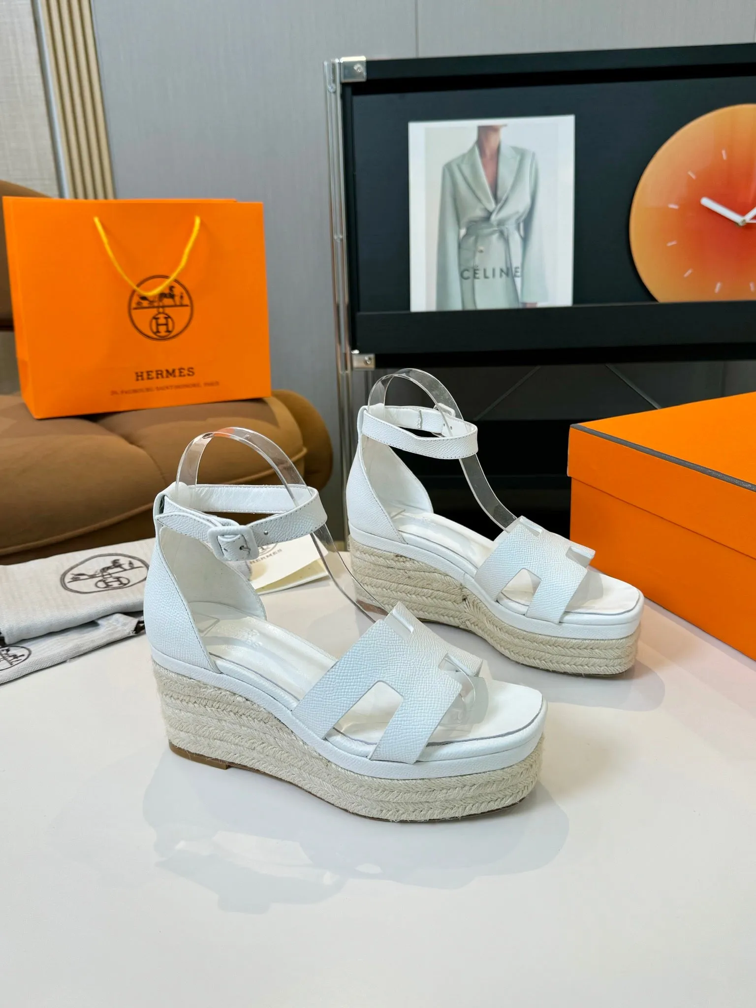 Elda espadrille 80 White Epsom Calfskin