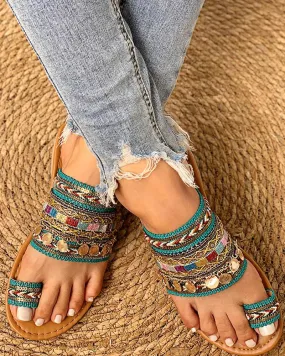 Ethnic Boho Style Toe Ring Sandals