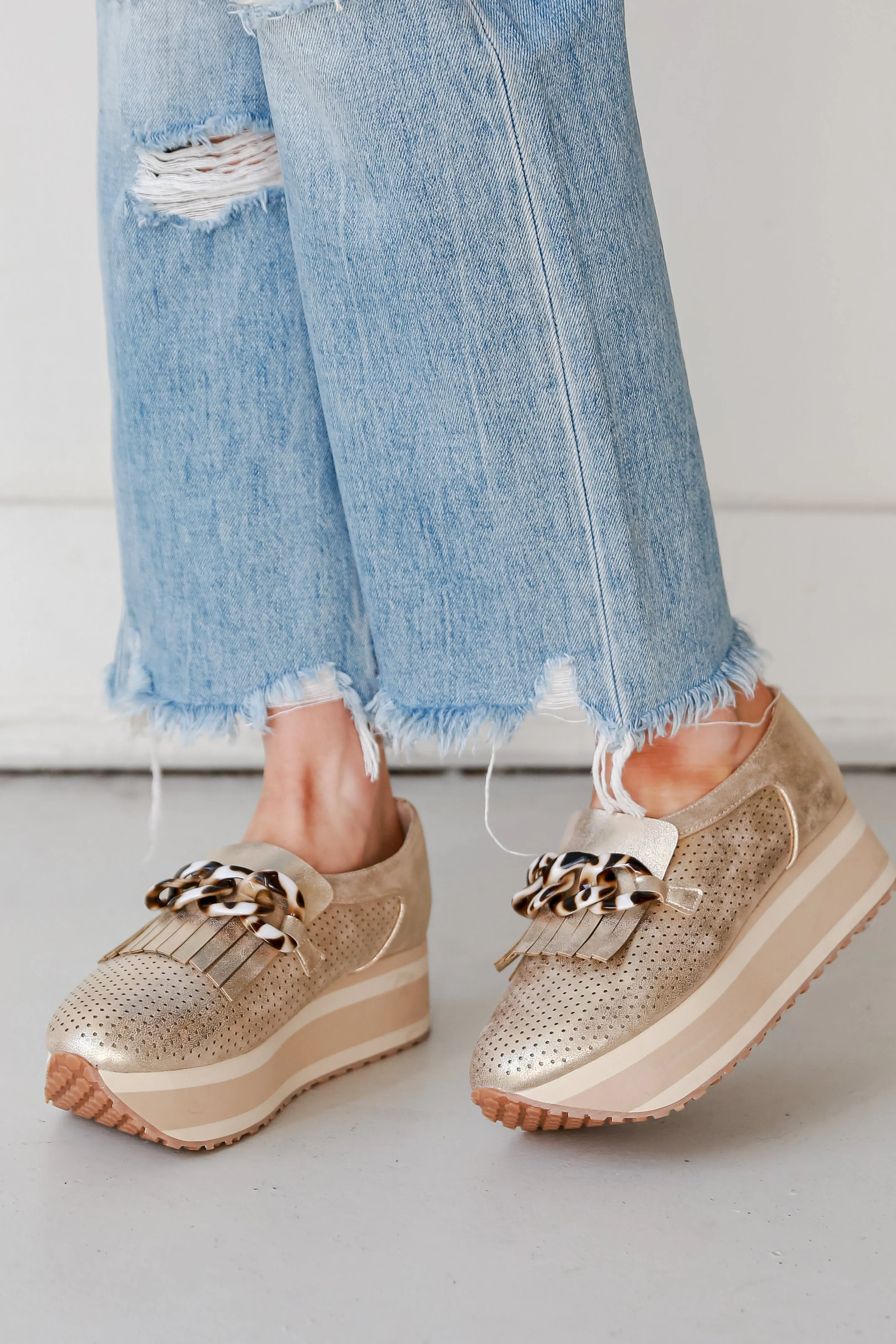 FINAL SALE - Teach You How Gold Platform Sneakers