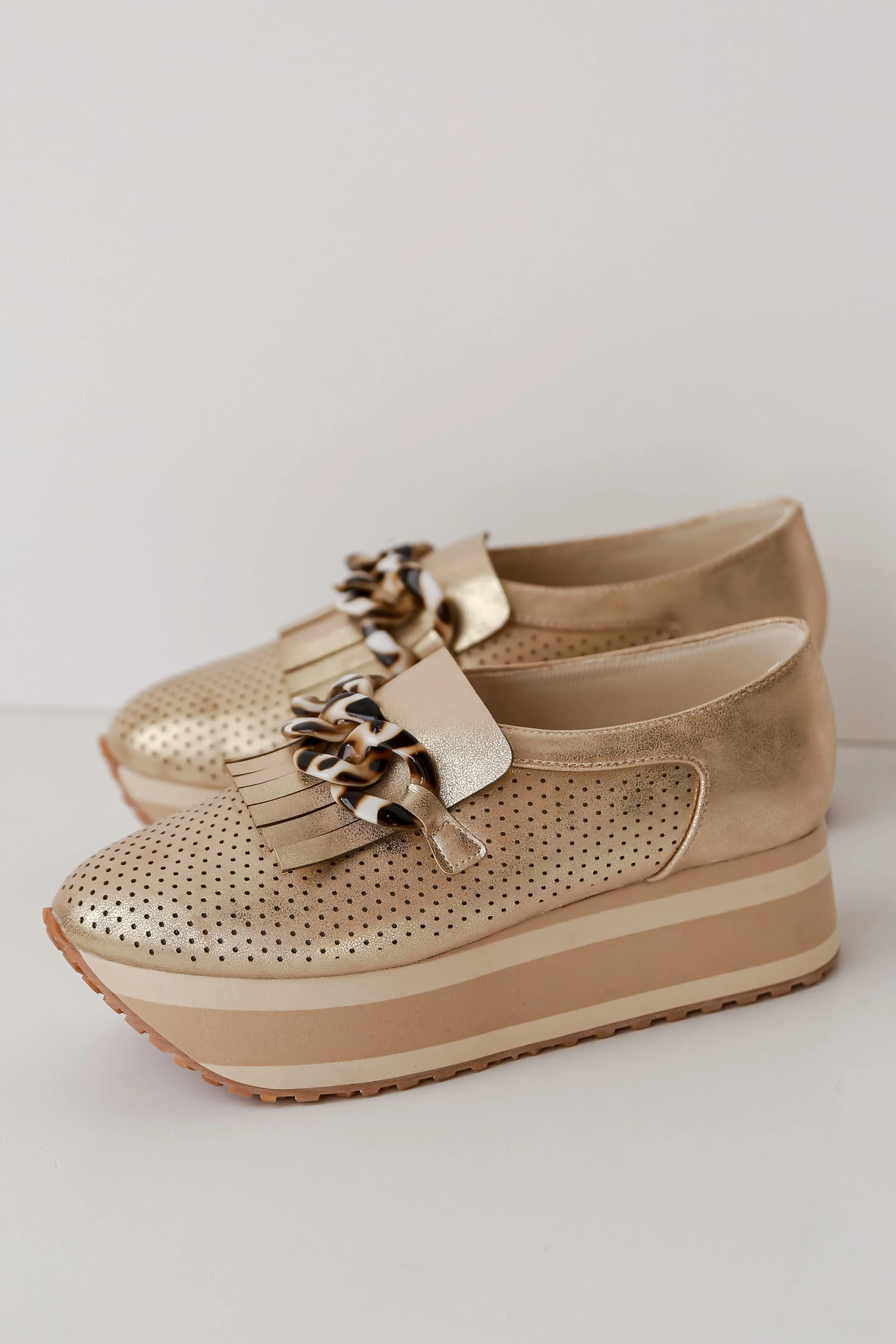 FINAL SALE - Teach You How Gold Platform Sneakers