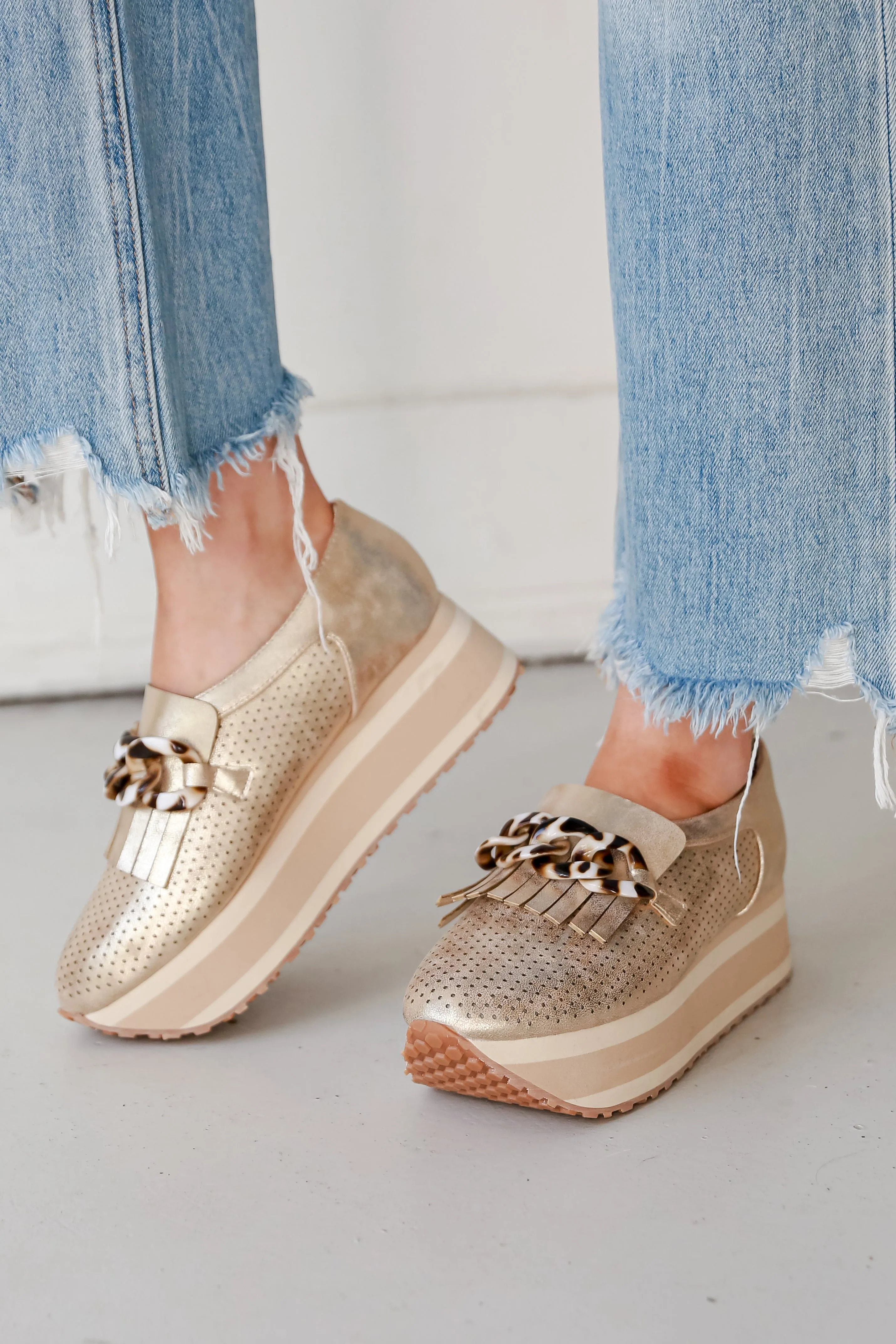 FINAL SALE - Teach You How Gold Platform Sneakers