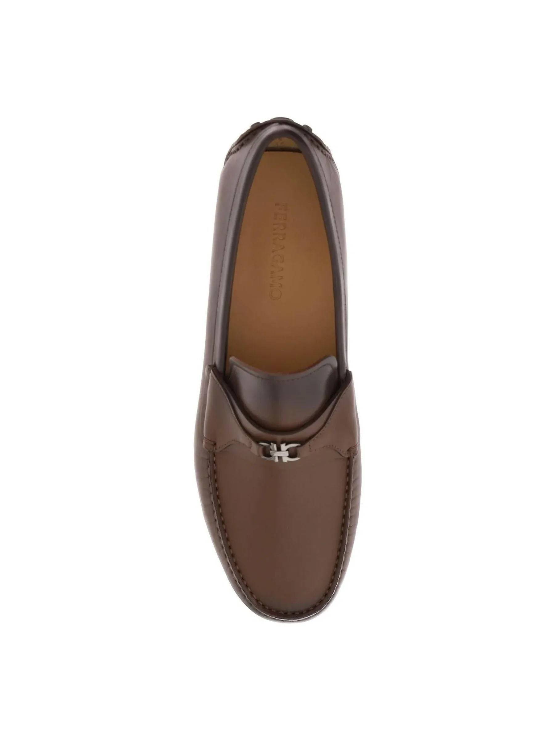 Gancini Pebbled Leather Loafers