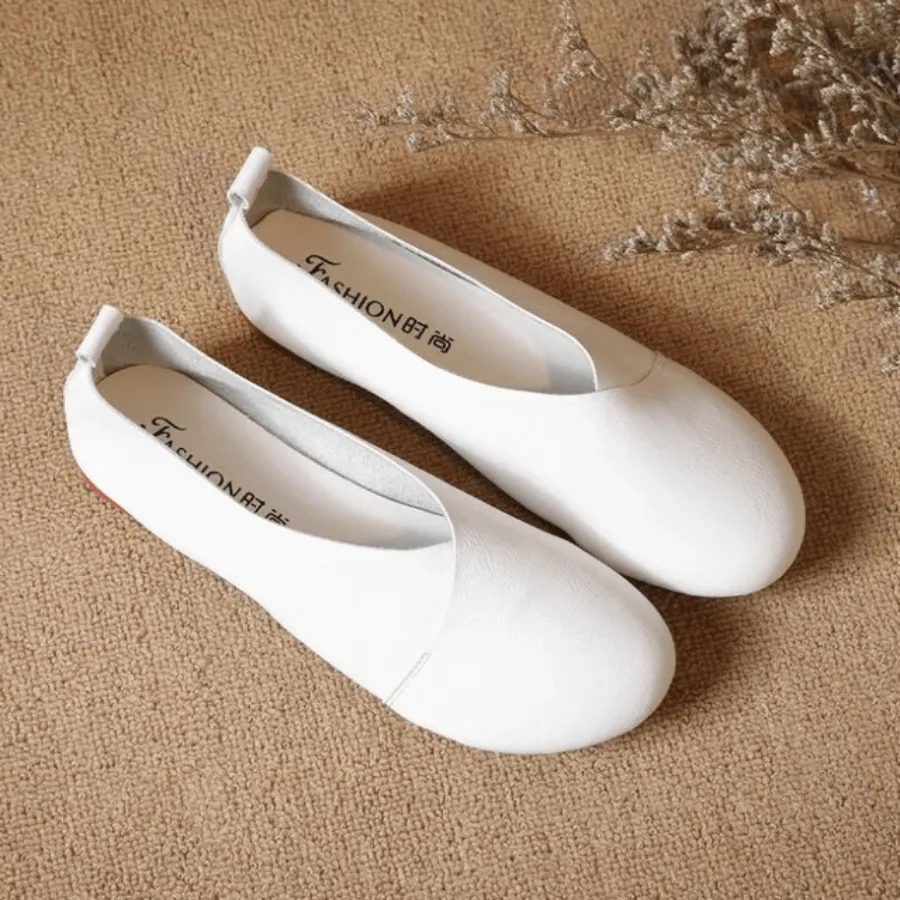 Genuine Leather Slip on Ballet Flats