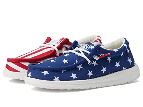 Hey Dude Wally Patriotic Slip-On Casual Shoes (Little Kid/Big Kid) American Flag 5 Big Kid M