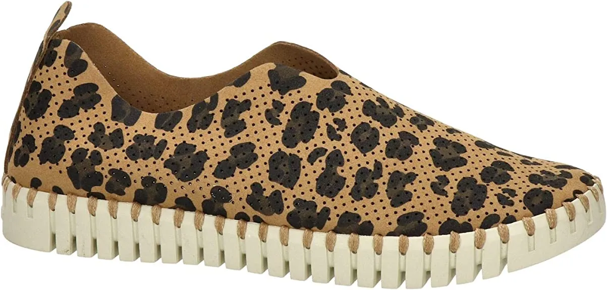 Ilse Jacobsen Tulip 139 Leopard Print Perforated Slip-On Sneaker