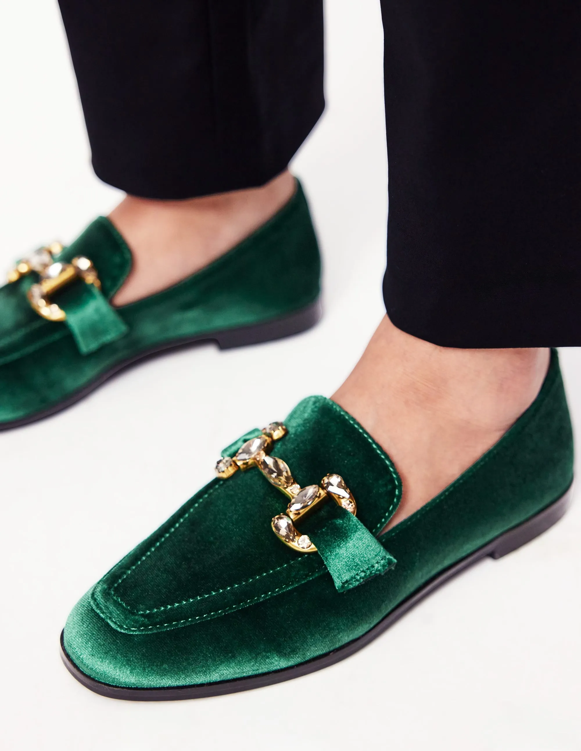 Iris Jewelled Snaffle Loafers-Glade Velvet