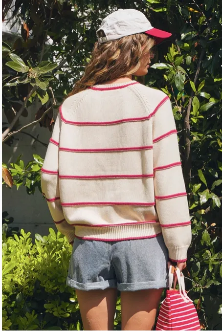 Ivory Red Striped Sweater